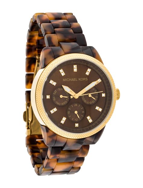 michael kors ladies tortoise bracelet watch|Michael Kors tortoise shell acetate.